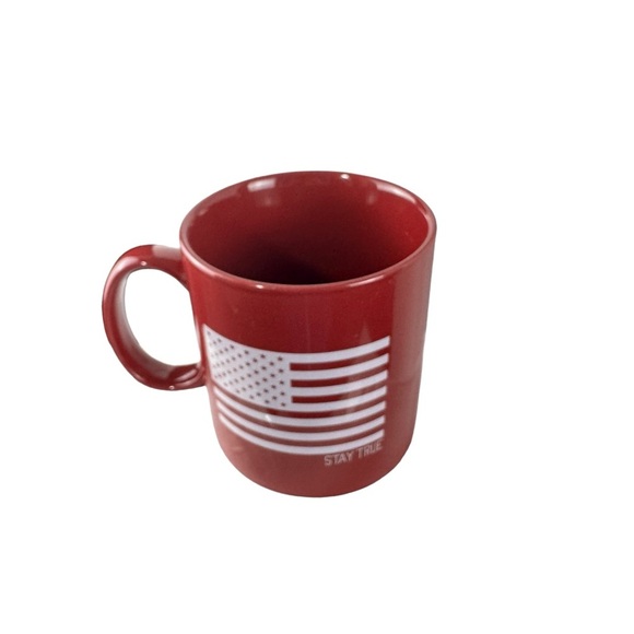 Life Is Good Dark Red Stay True White USA Flag Heavy Ceramic Coffee Cup Tea Mug - Picture 4 of 13